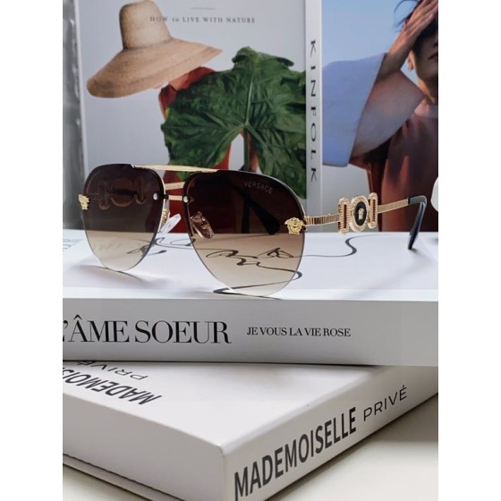Versace Gold-Tone Aviator Sunglasses with Medusa Temples